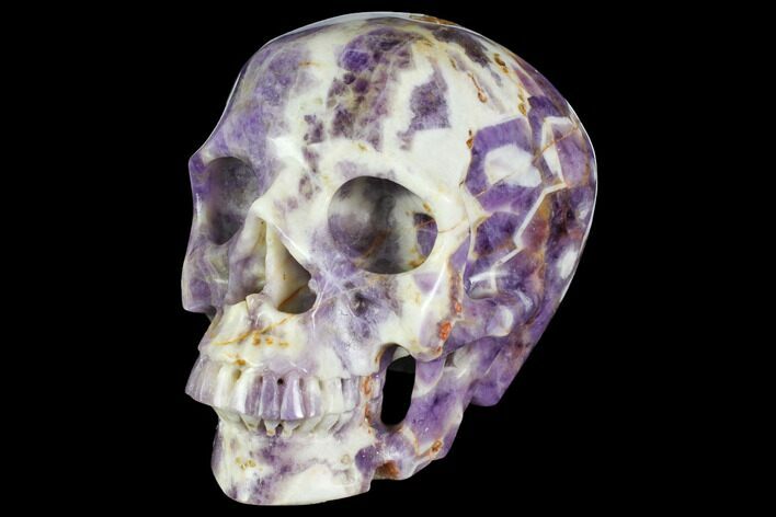 Realistic, Carved Chevron Amethyst Skull #150865
